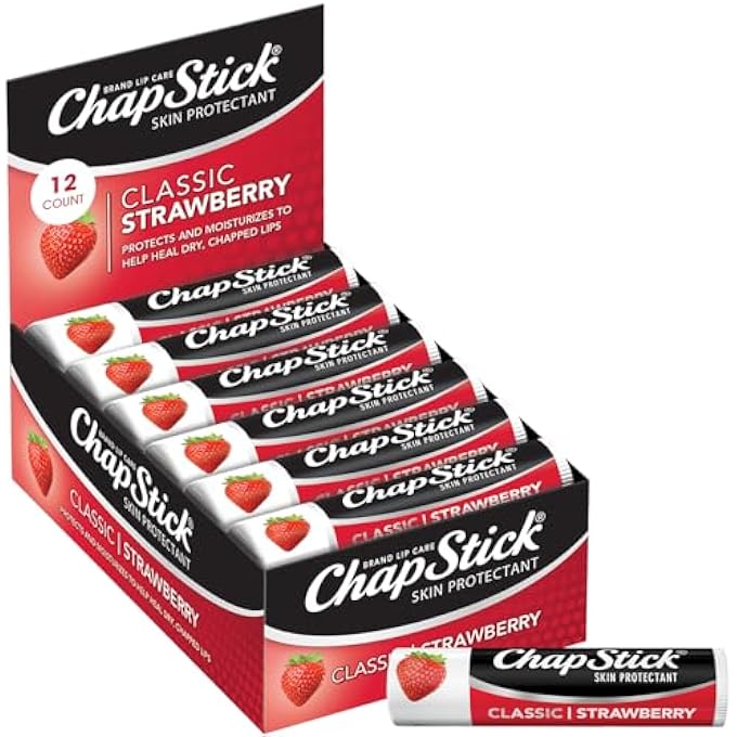 chapstick CLASSIC LIP BALM SKIN PROTECTANT BULK, 12 COUNT, STRAWBERRY FLAVOR, 0.15 OUNCE - Image 1